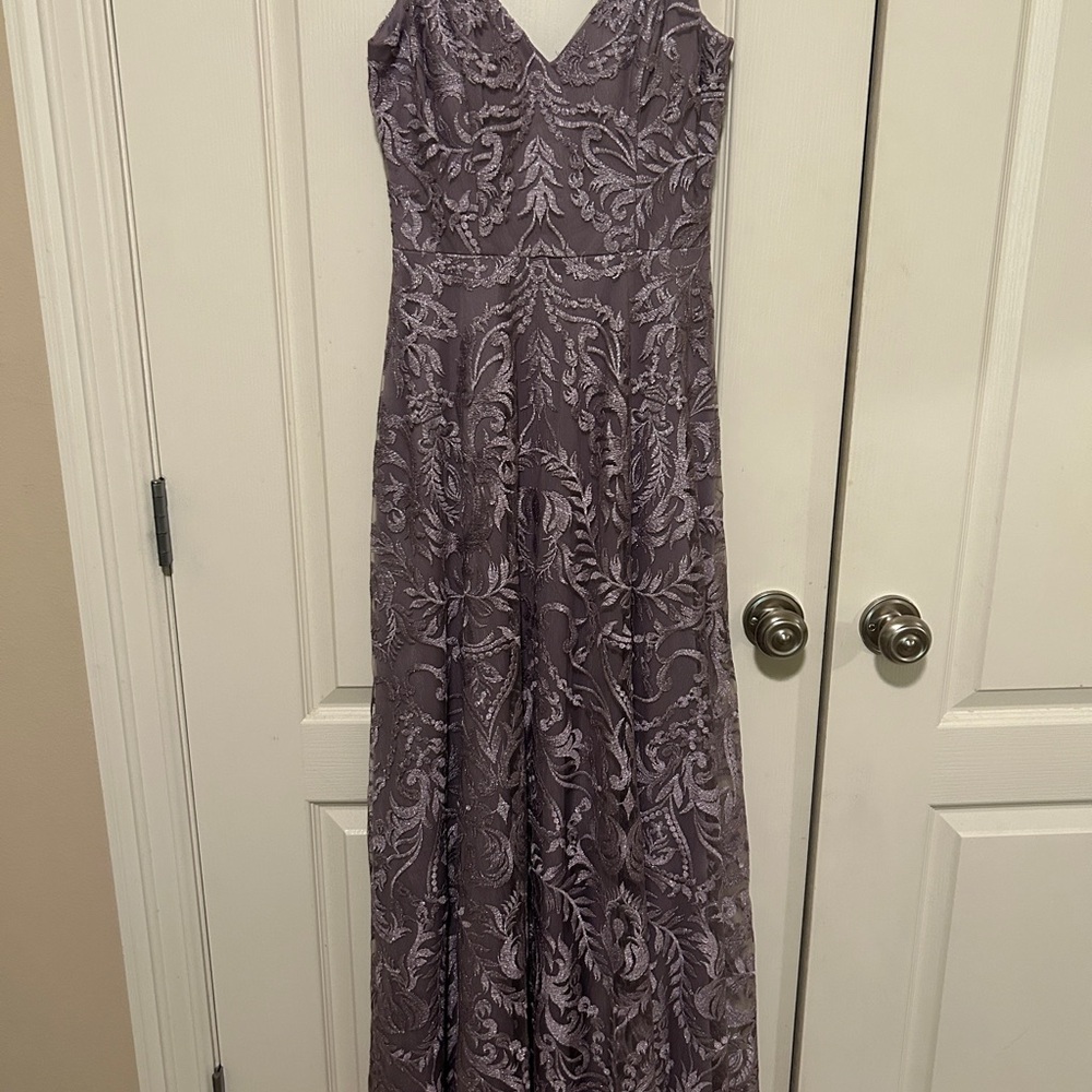 Xtraordinary Purple Sleeveless V-Neck Gown